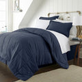 Twin Microfiber Baffle-Box 6-Piece Reversible Bed-in-a-Bag Comforter Set - Navy-0