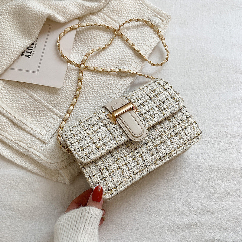 Summer texture handbag for women, fashionable and simple single shoulder bag, casual cross-body, woolen small square bag-6