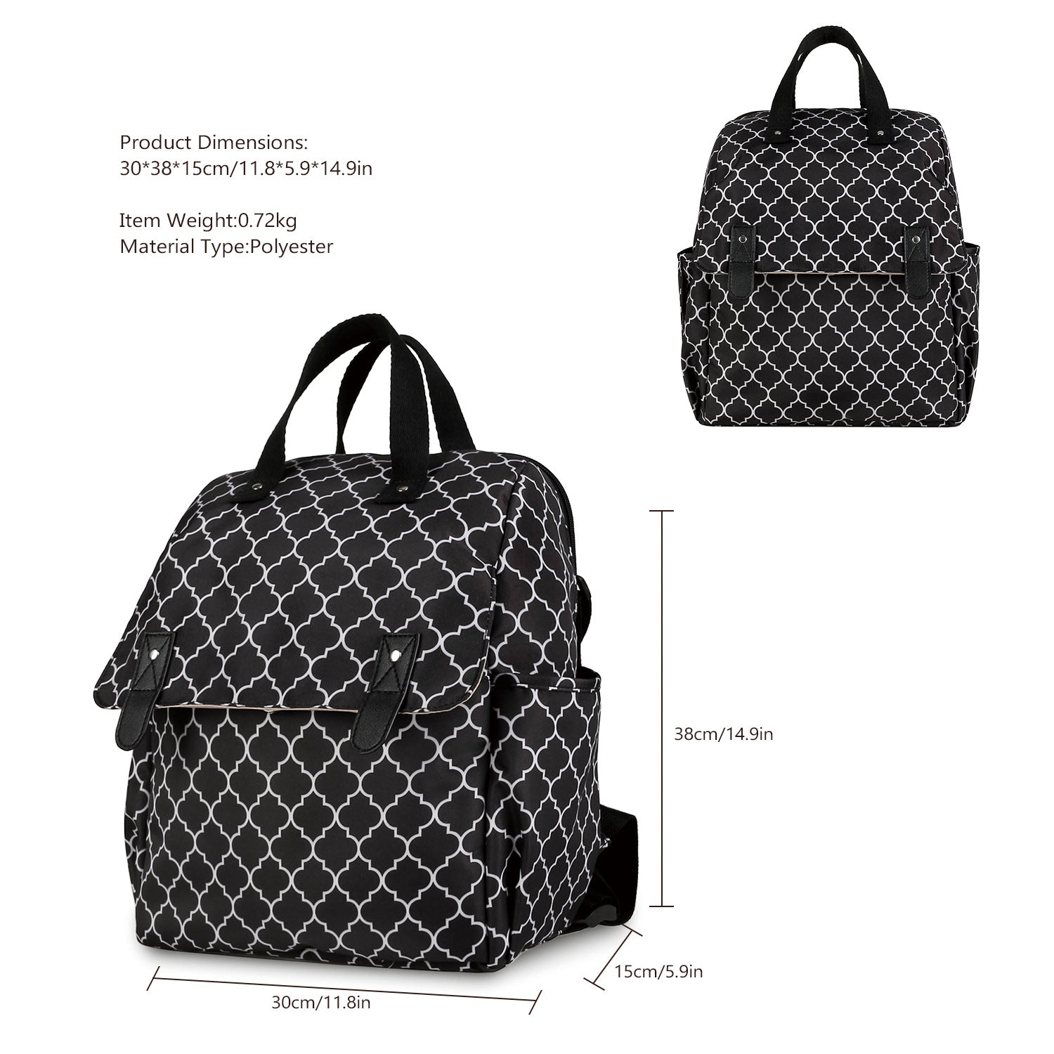 Striped double-shoulder and single-shoulder diaper bag with separate diaper pad and bottle bag, multi-functional maternity and baby travel stroller bag-2
