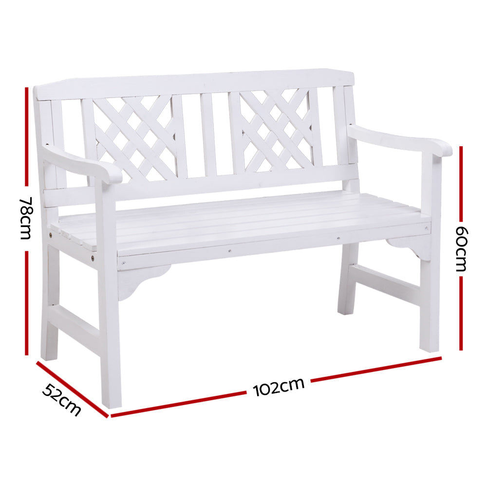 NNEDSZ Garden Bench 2 Seat Patio Furniture Timber Outdoor Lounge Chair White