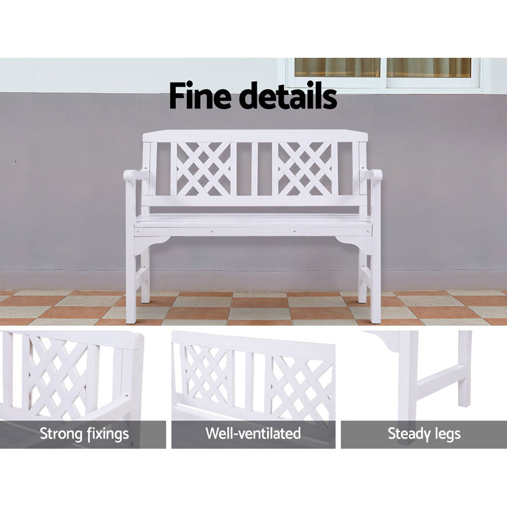 NNEDSZ Garden Bench 2 Seat Patio Furniture Timber Outdoor Lounge Chair White