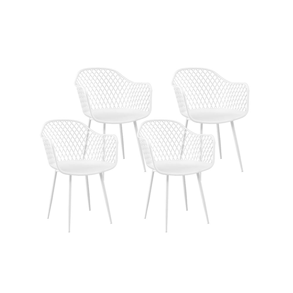 Gardeon 4PC Outdoor Dining Chairs PP Lounge Chair Patio Furniture Garden White-0