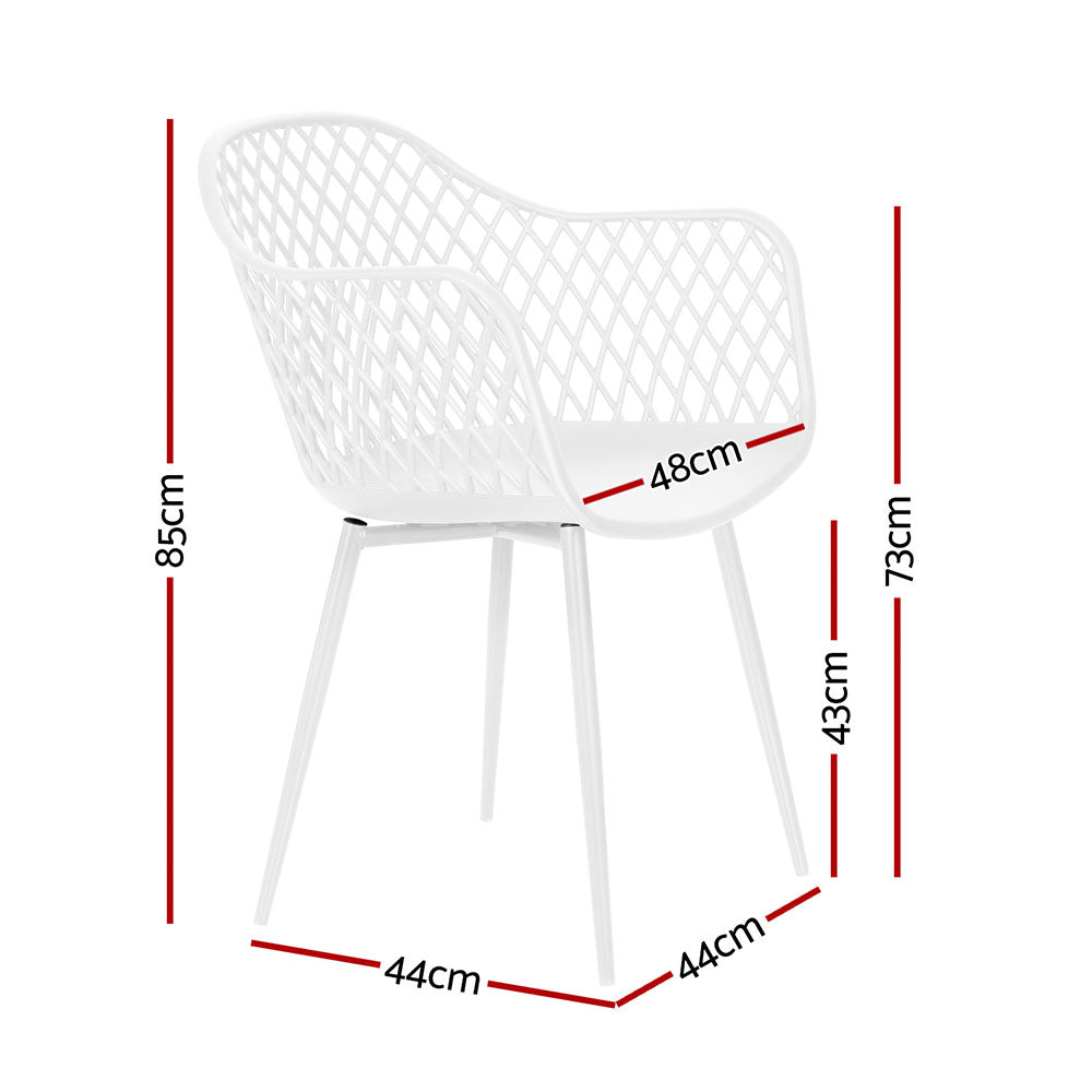 Gardeon 4PC Outdoor Dining Chairs PP Lounge Chair Patio Furniture Garden White-1