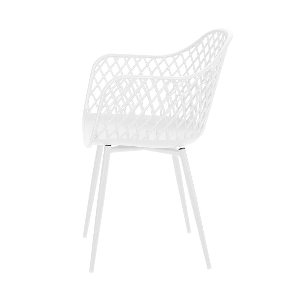 Gardeon 4PC Outdoor Dining Chairs PP Lounge Chair Patio Furniture Garden White-3