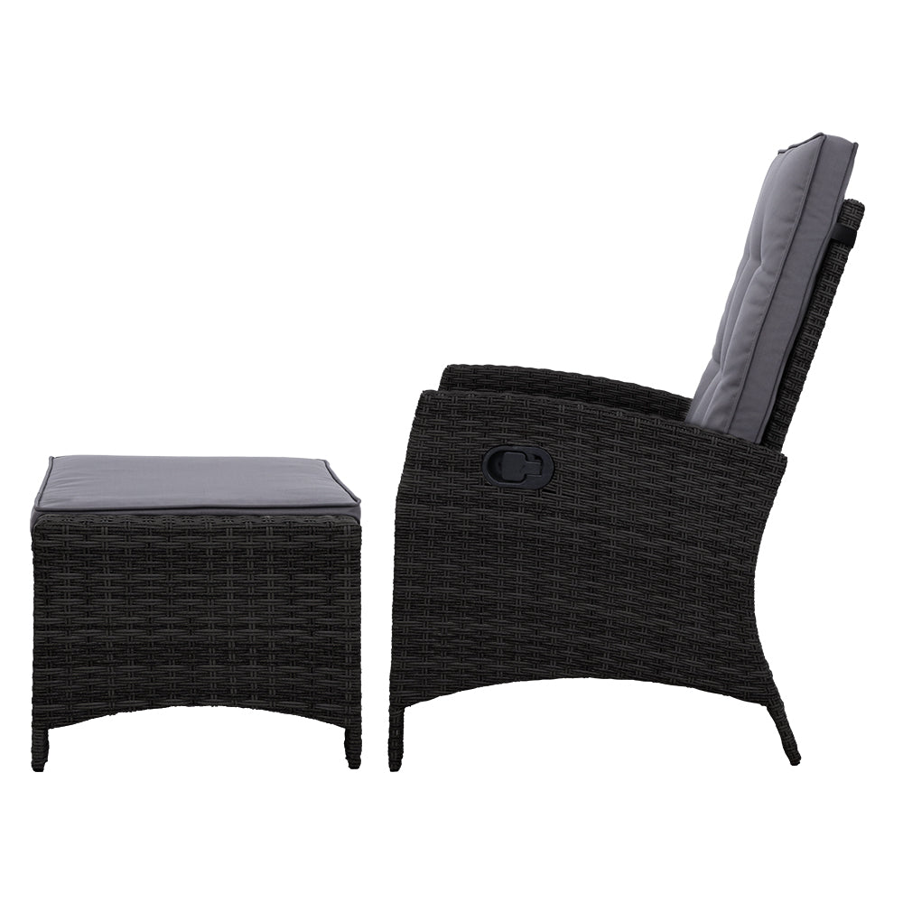 NNEDSZ Sun lounge Recliner Chair Wicker Lounger Sofa Day Bed Outdoor Furniture Patio Garden Cushion Ottoman Black Gardeon