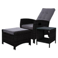 NNEDSZ Outdoor Setting Recliner Chair Table Set Wicker lounge Patio Furniture Black-0