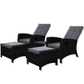 NNEDSZ Furniture Recliner Chairs Table Setting Wicker Lounge 5pc Black