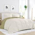 King/Cal King 3-Piece Microfiber Reversible Comforter Set in Sage Green/Cream-0