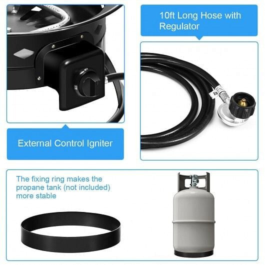 58 000BTU Firebowl Outdoor Portable Propane Gas Fire Pit with Cover and Carry Kit-1