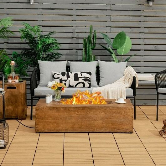 48 x 27 Inch Outdoor Gas Fire Pit Table 50 000 BTU with Lava Rocks and Cover-1
