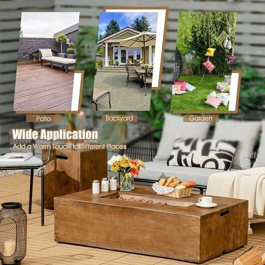 48 x 27 Inch Outdoor Gas Fire Pit Table 50 000 BTU with Lava Rocks and Cover-3