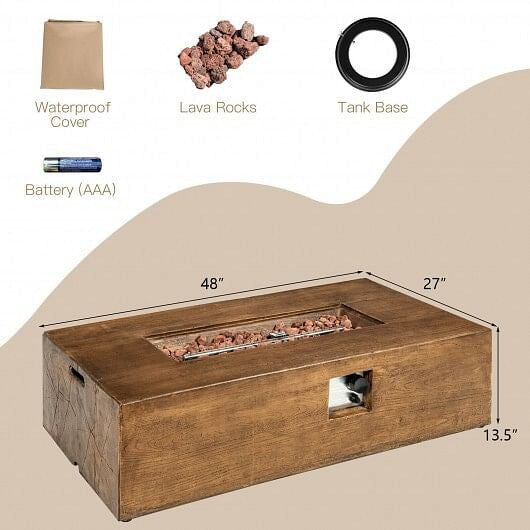 48 x 27 Inch Outdoor Gas Fire Pit Table 50 000 BTU with Lava Rocks and Cover-4