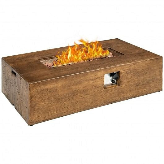 48 x 27 Inch Outdoor Gas Fire Pit Table 50 000 BTU with Lava Rocks and Cover-0