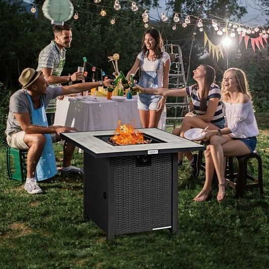 30 Inch Square Propane Gas Fire Pit Table Ceramic Tabletop-1