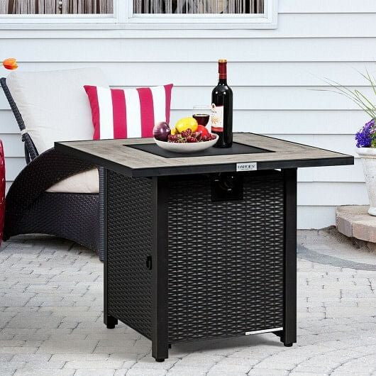 30 Inch Square Propane Gas Fire Pit Table Ceramic Tabletop-3
