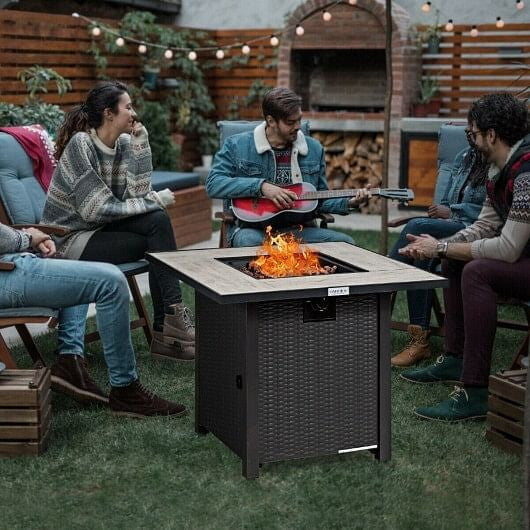 30 Inch Square Propane Gas Fire Pit Table Ceramic Tabletop-4