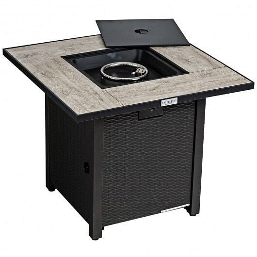30 Inch Square Propane Gas Fire Pit Table Ceramic Tabletop-0