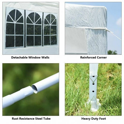 10 x 10 Feet Outdoor Side Walls Canopy Tent with 4 Removable Sidewalls-3