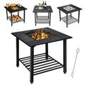 31 Inch Outdoor Fire Pit Dining Table with Cooking BBQ Grate-0