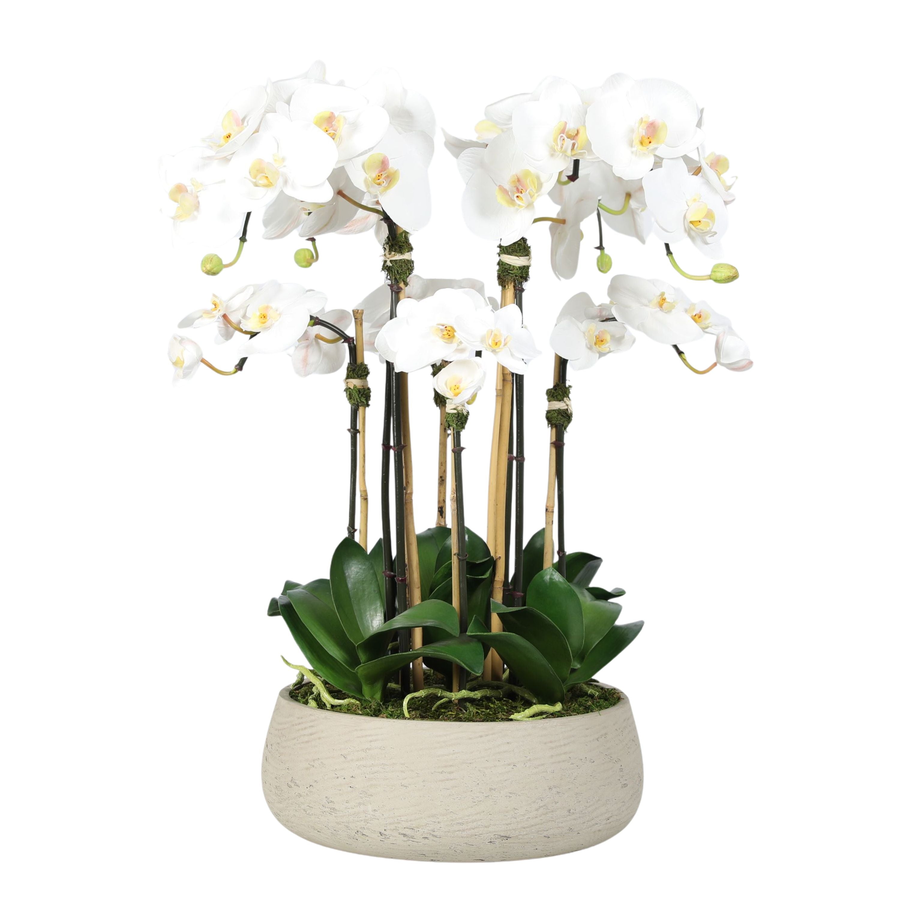 Artificial orchid centerpiece arrangement in beige planter - 28"-1