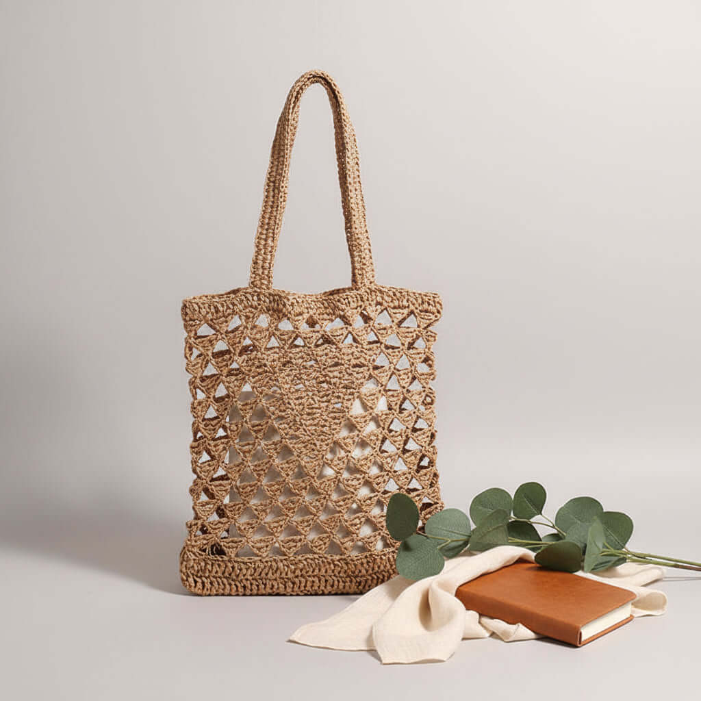One Shoulder Straw Beach Bag Casual Hollow Out-0