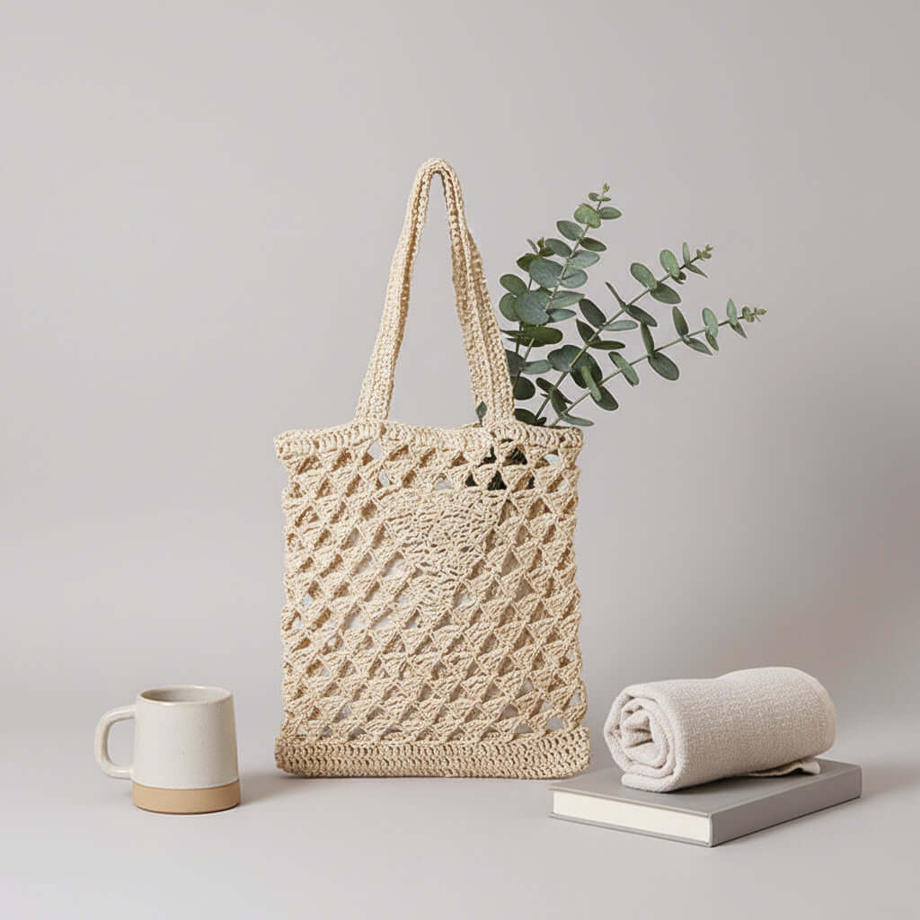 One Shoulder Straw Beach Bag Casual Hollow Out-1