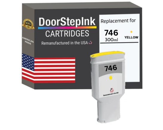 DoorStepInk Brand for HP 746 300ml Standard Yield Yellow Remanufactured in the USA Ink Cartridge, P2V79A-0