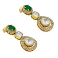 Kundan Polki Dangle Earrings 18K Gold Plated Jewelry with Gemstone PGE1002-2