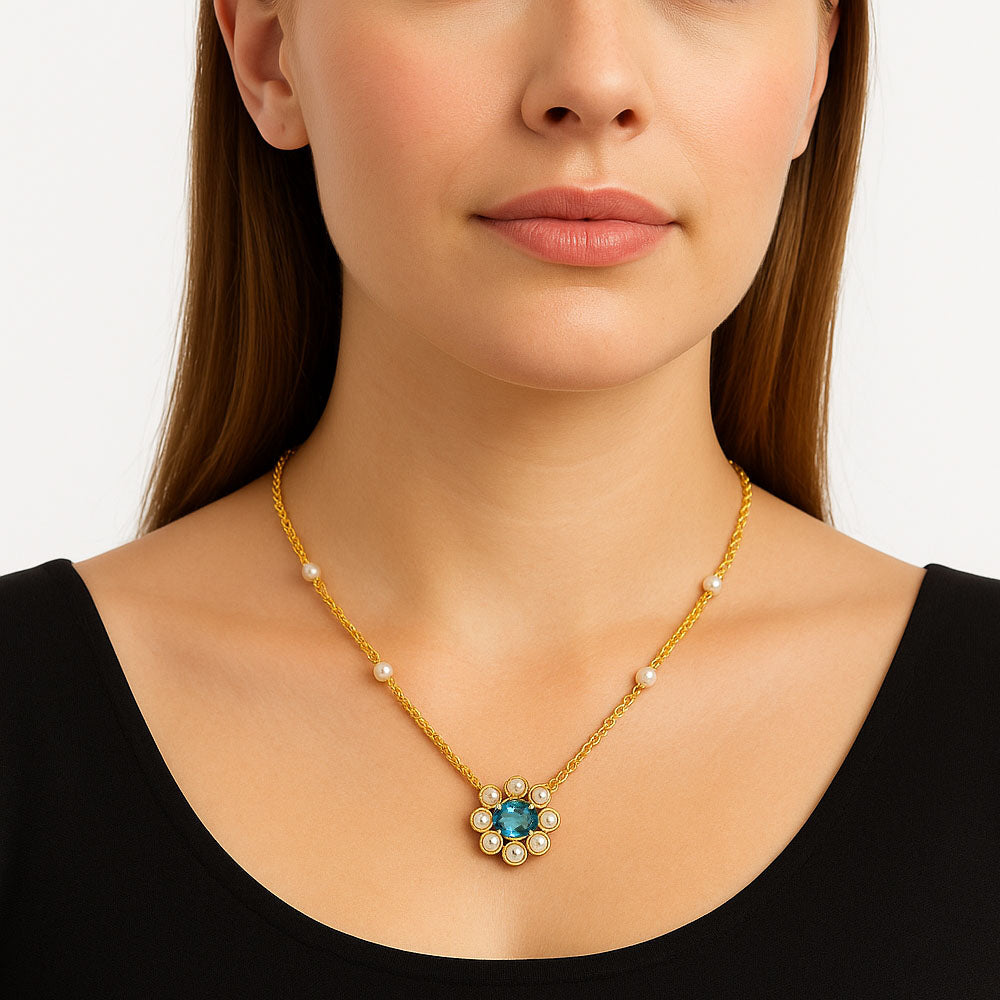 Kundan Polki Pendant Necklace 18K Gold Plated Jewelry for Women PGN1001-0