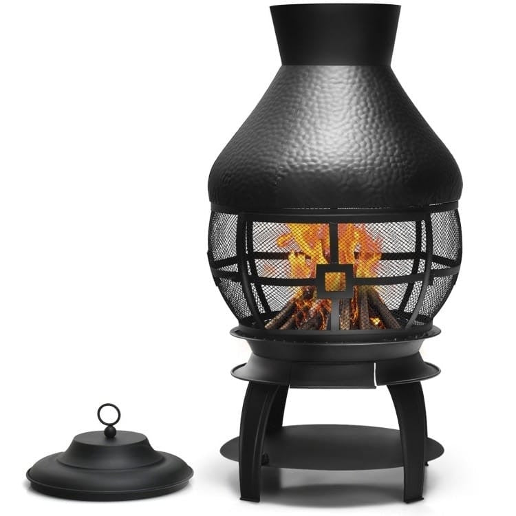 Black Rustic Iron Wood Burning Chiminea Fire Pit-1