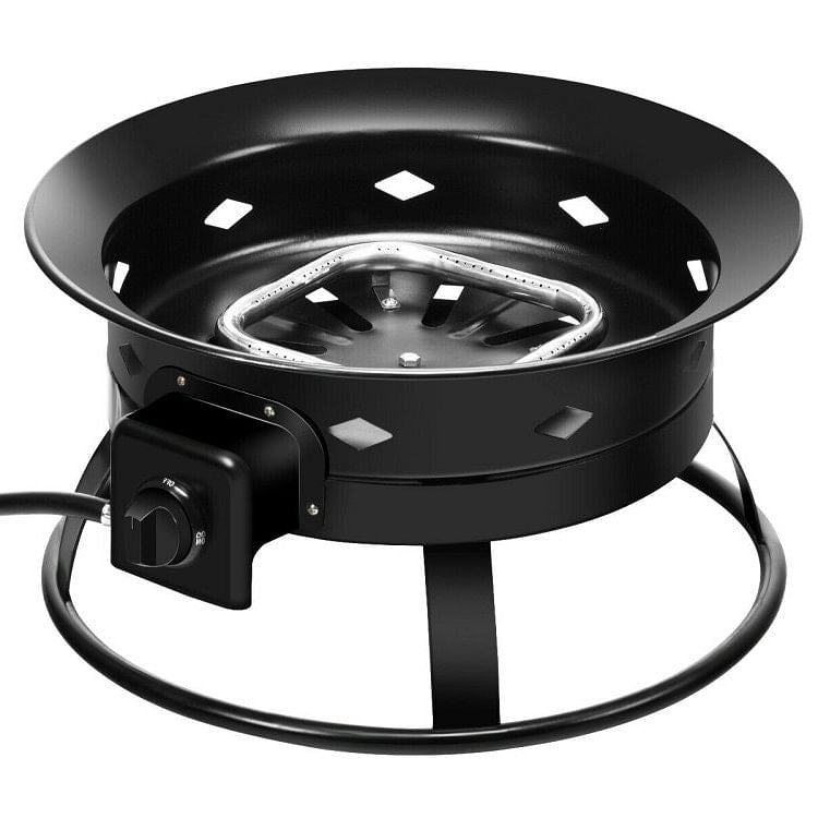 Portable Outdoor Black Metal Propane Fire Pit with Cover and Carry Kit-0