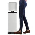 8-Gallon Retro Stainless Steel Step-On Trash Can in White Finish-0
