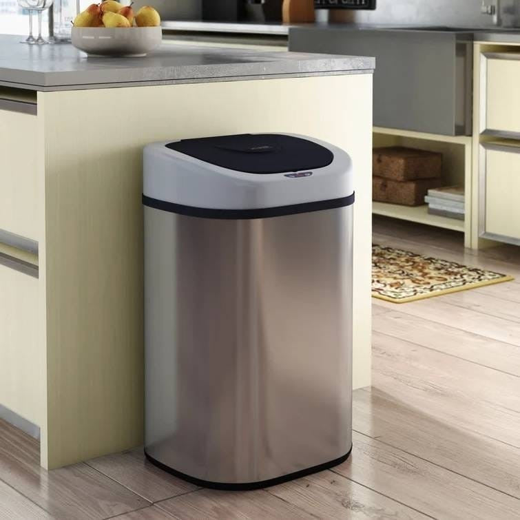 Stainless Steel 21-Gallon Kitchen Trash Can with Motion Sensor Lid-1