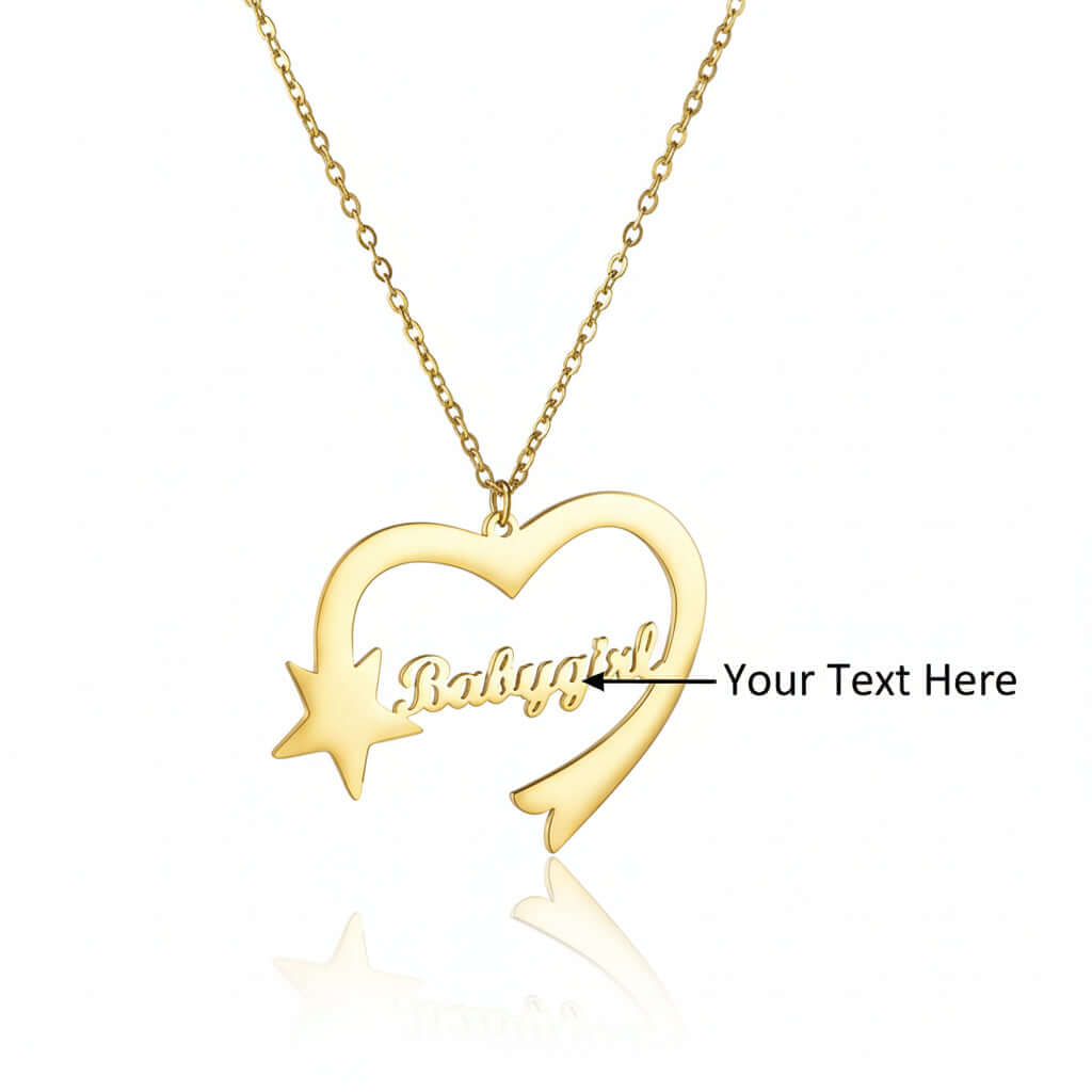 Personalized Heart Star Necklace Custom Name Stainless Steel Jewelry-0