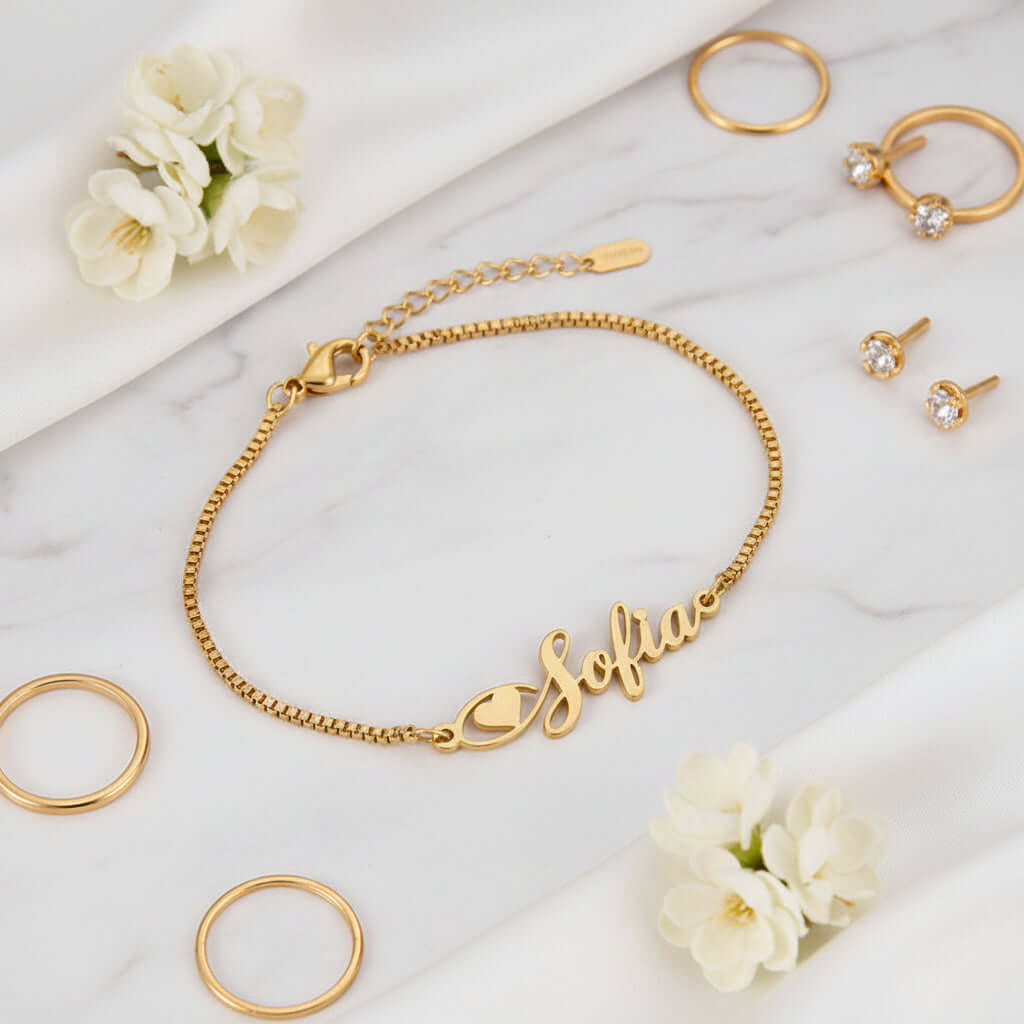 Personalized stainless steel letter bracelet Custom Initial Jewelry-3