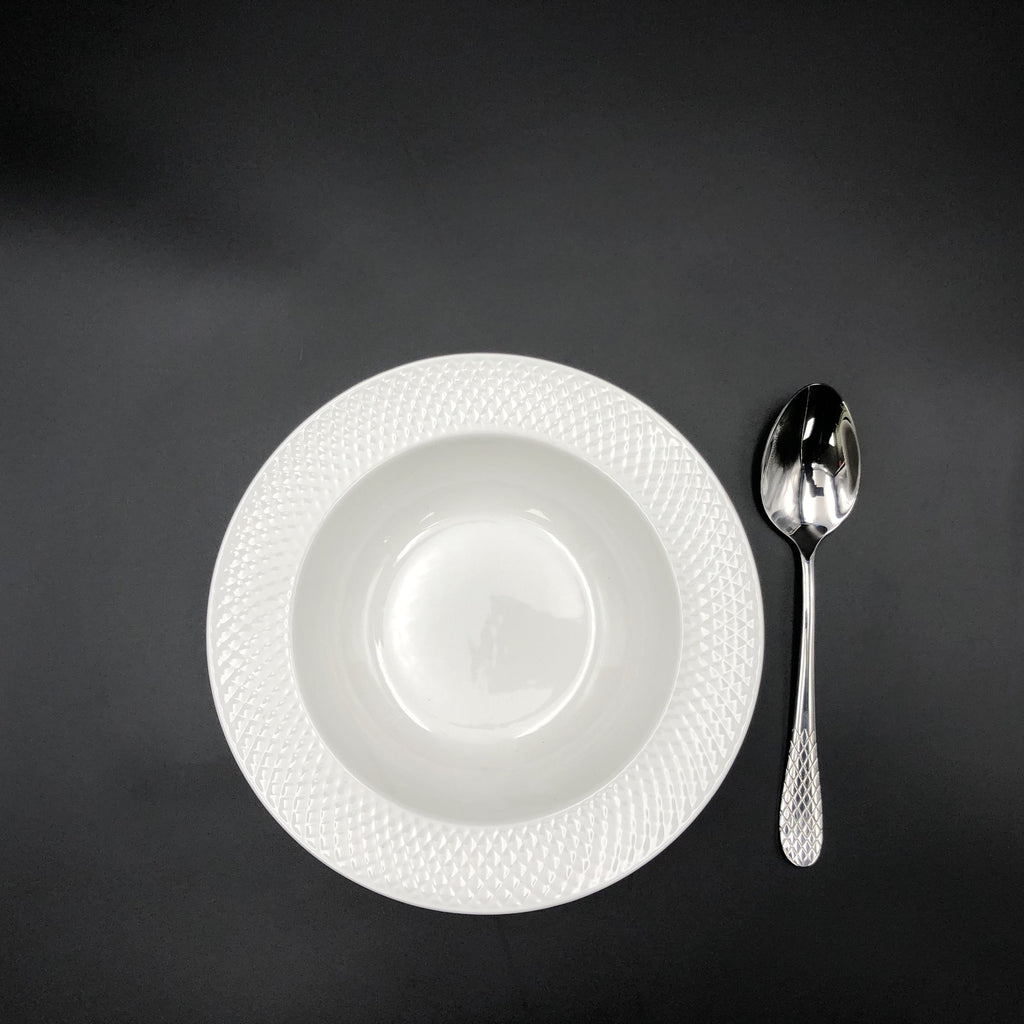 Fine Julia Porcelain Deep Plate Dinnerware Set For 6-2