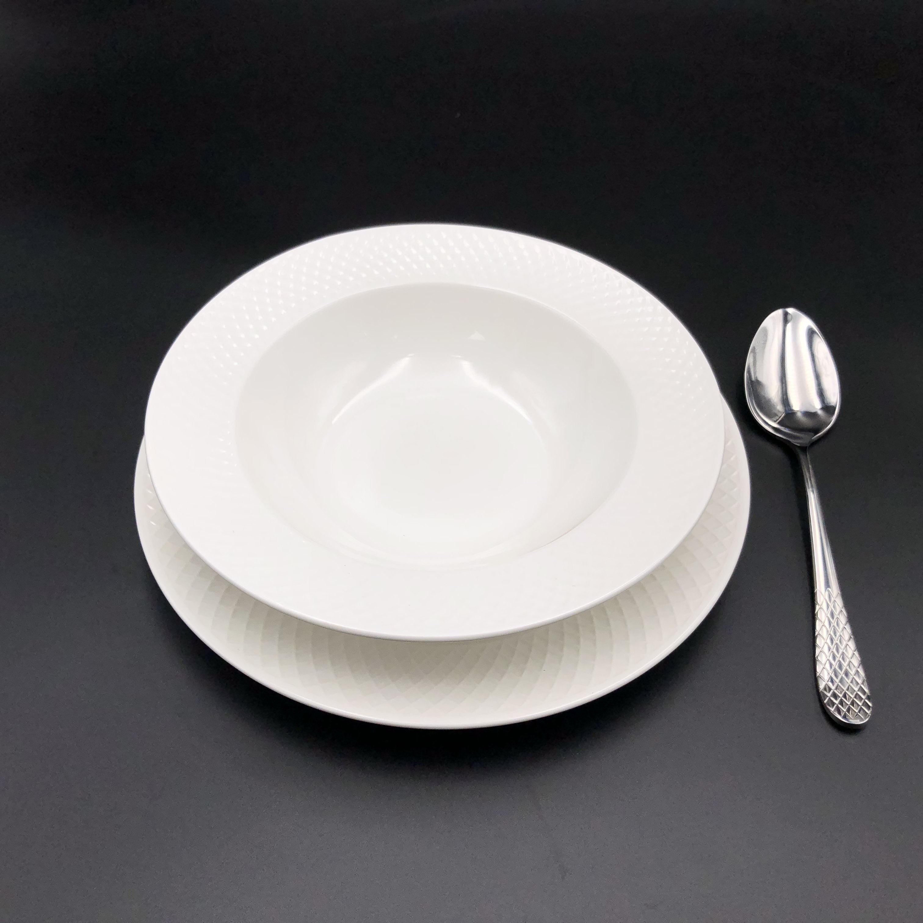 Fine Julia Porcelain Deep Plate Dinnerware Set For 6 Including 10" inch Charger Plate-1