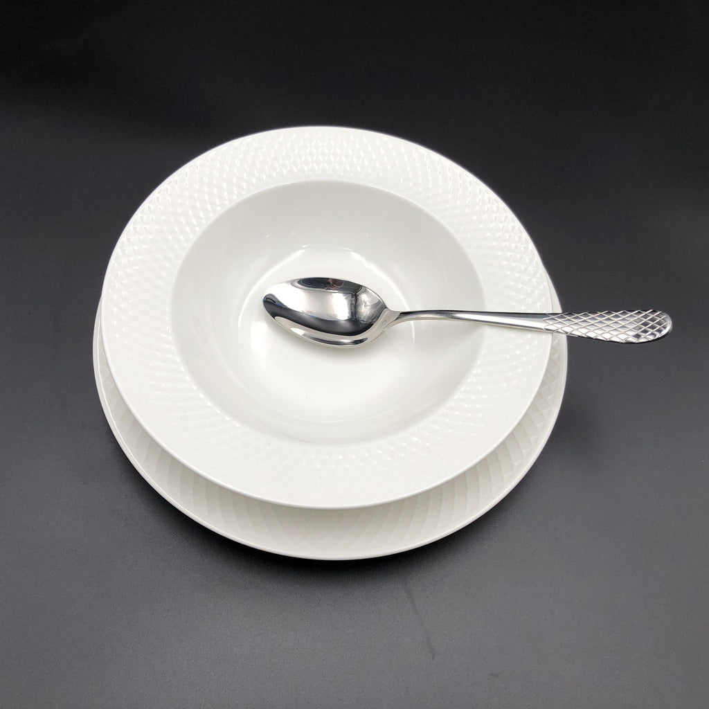 Fine Julia Porcelain Deep Plate Dinnerware Set For 6 Including 10" inch Charger Plate-2