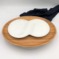 Bamboo And Fine Porcelain Oval Dish/plate Setting-0