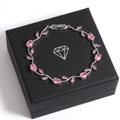Pink Zircon Copper Bracelet – Elegant Platinum Finish Women’s Jewelry Gift-0