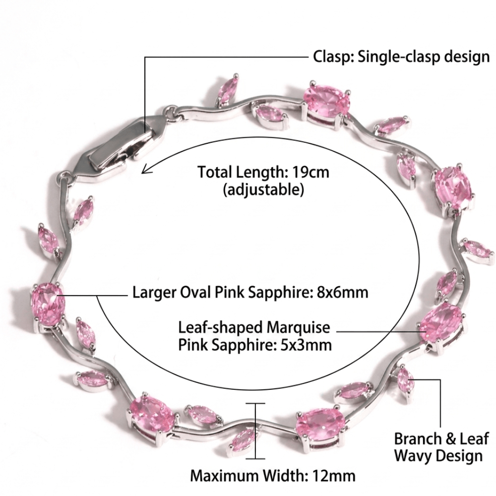 Pink Zircon Copper Bracelet – Elegant Platinum Finish Women’s Jewelry Gift-3