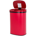 Red 13 Gallon Stainless Steel Motion Sensor Trash Can-0
