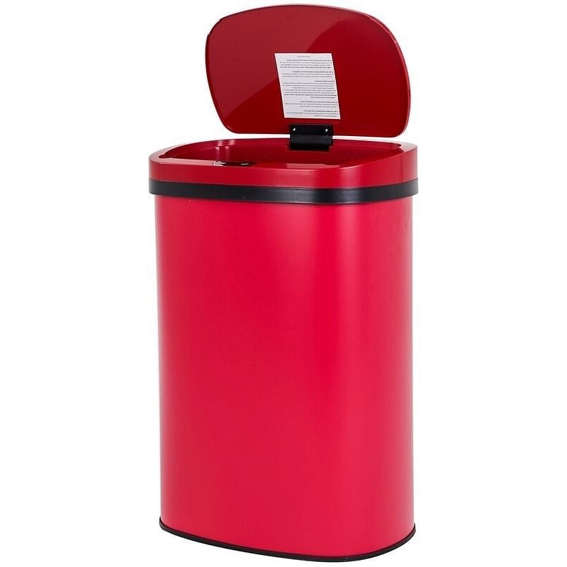 Red 13 Gallon Stainless Steel Motion Sensor Trash Can-0