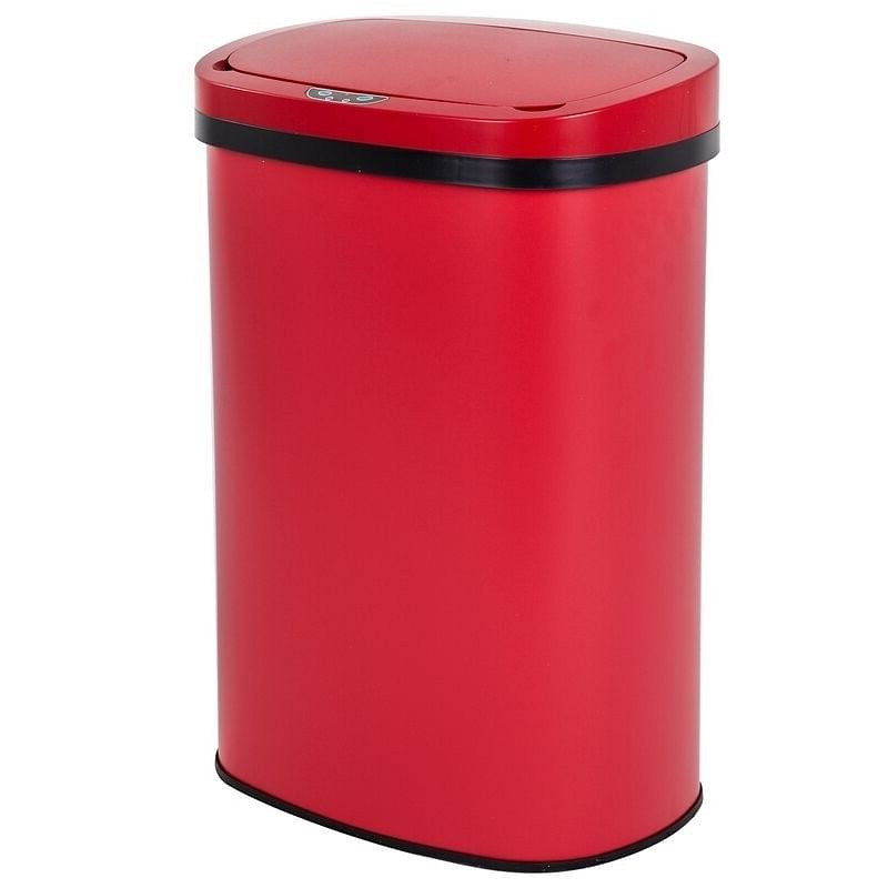 Red 13 Gallon Stainless Steel Motion Sensor Trash Can-2