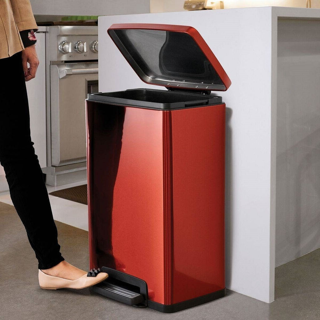 Stainless Steel 13-Gallon Kitchen Trash Can with Step Lid in Copper Red Finish-1