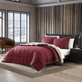 Twin Plush Sherpa Reversible Micro Suede Comforter Set in Marron-0