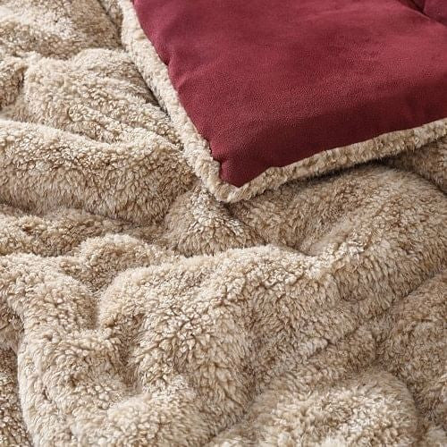 Twin Plush Sherpa Reversible Micro Suede Comforter Set in Marron-1