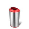 13-Gallon Stainless Steel Trash Can with Red Open Top-0