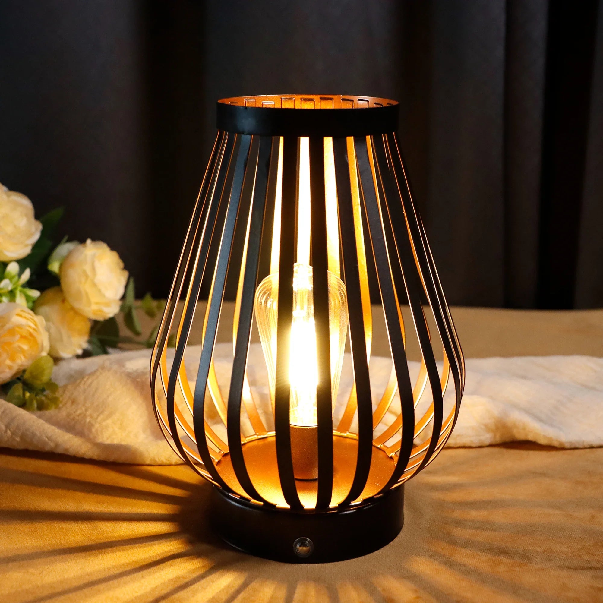 8.5''H Rechargeable Battery Powered Lamp with LED Edison Style Bulb-2