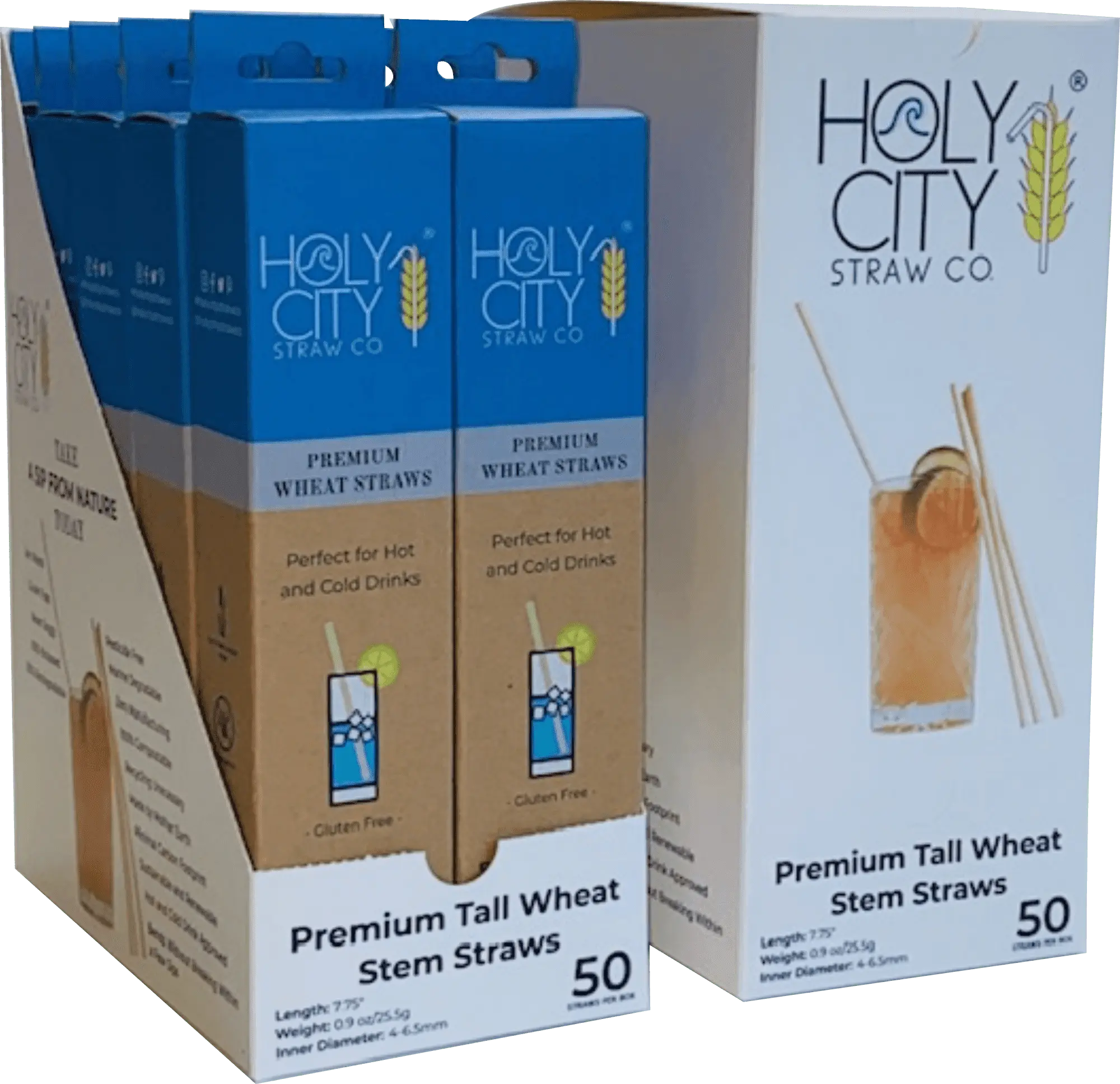 7.9" Tall Wheat Drinking Straws | Inner Pack | 10 x 50ct. Boxes-2